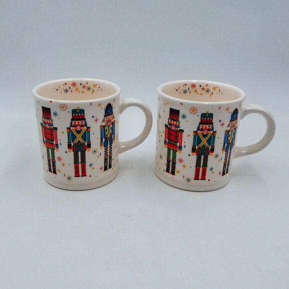 SUR LA TABLE Nutcracker Snowflake Coffee Mug Christmas Hot Chocolate 17.8 oz S/2 - Picture 1 of 10